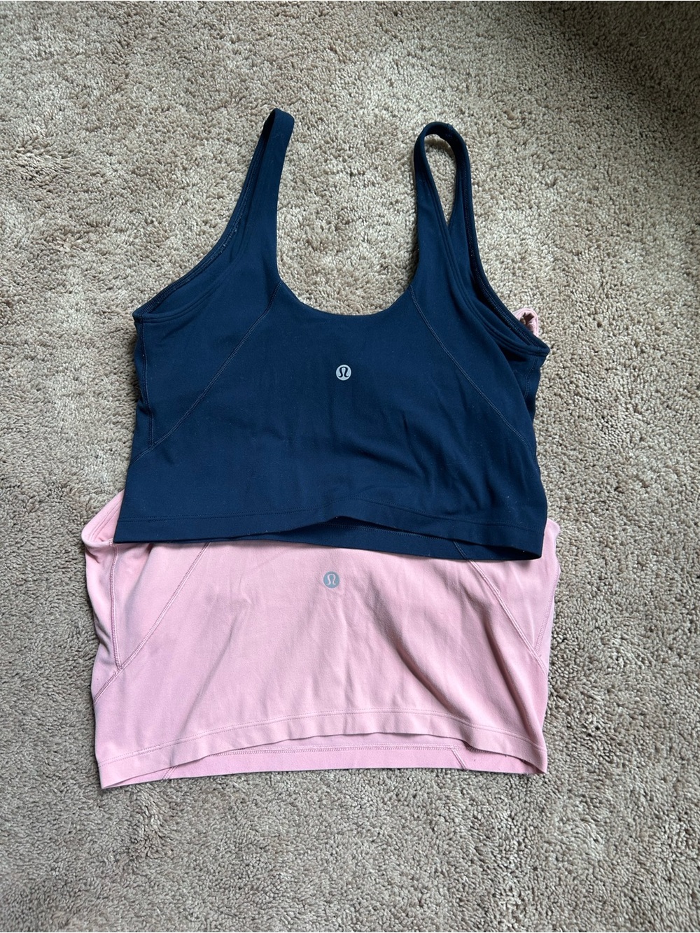 Lululemon Scoop Tank Crop Top - Pink and Navy 8 - Picture 2 of 2